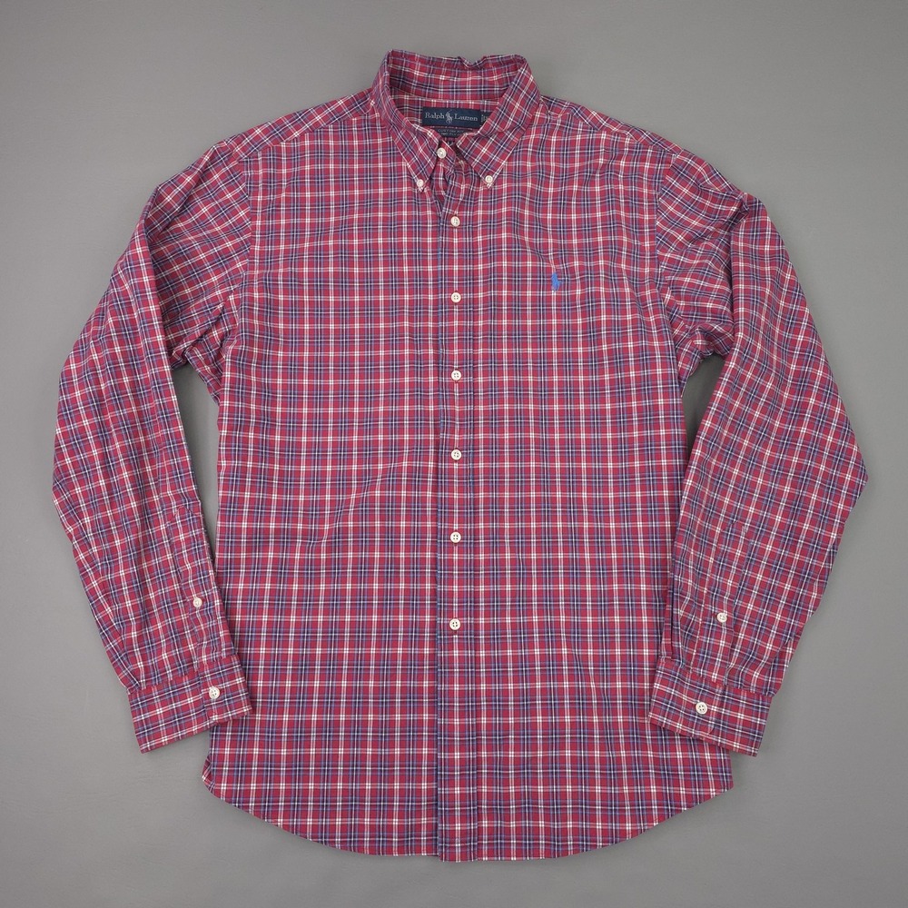 Ralph Lauren Shirt Mens XL Red Blue Plaid Custom Fit Long Sleeve Button Down - Picture 2 of 9